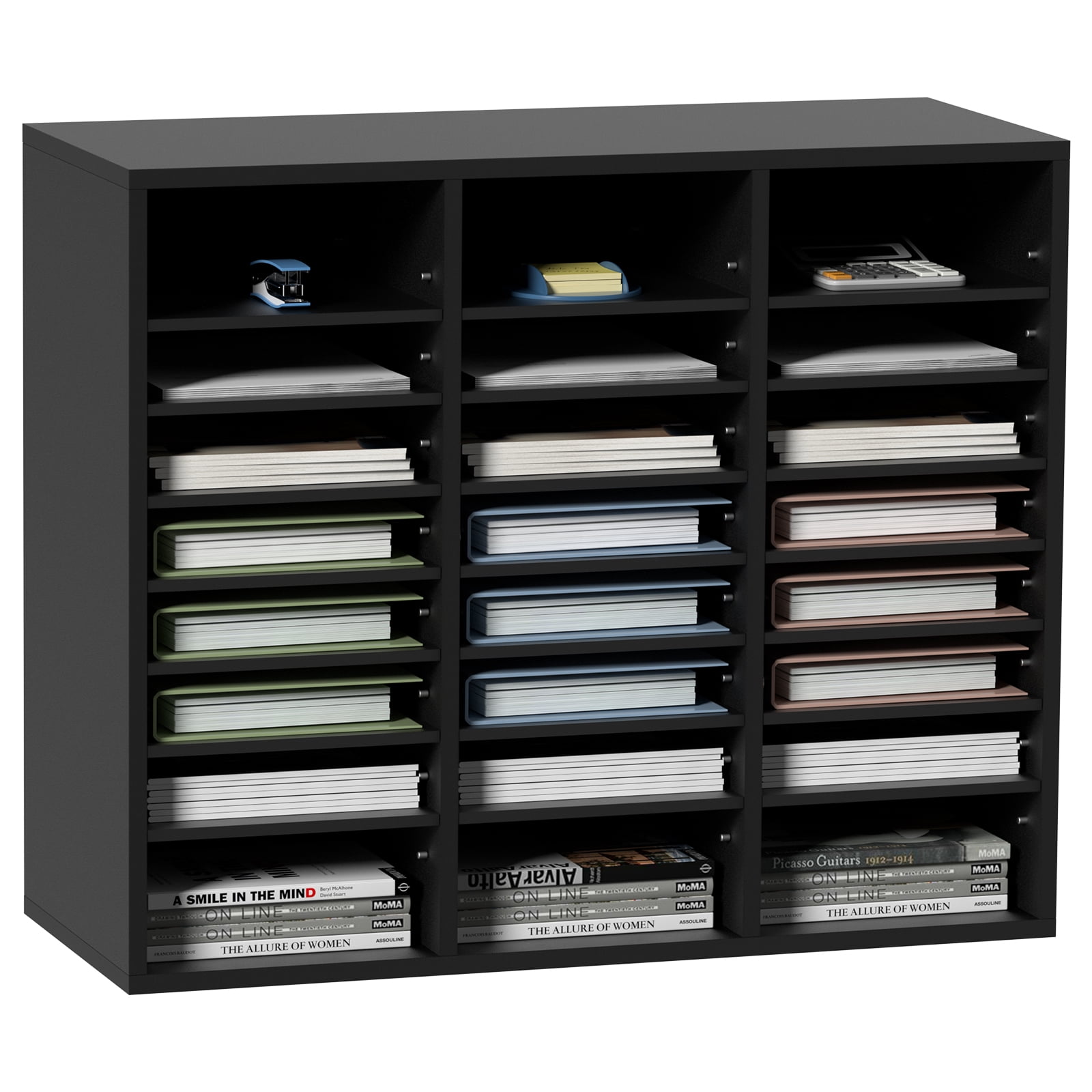 VEVOR Wood Literature Organizer Adjustable File Sorter 24 Compartments Display Racks