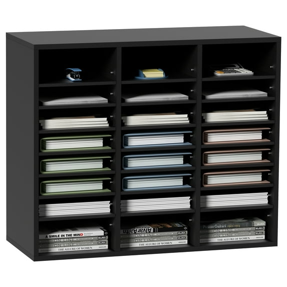 VEVOR Wood Literature Organizer Adjustable File Sorter 24 Compartments Display Racks