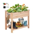 thumbnail image 1 of BENTISM Wooden Raised Garden Bed, 33.9x18.1x30" High End Natural Fir Wood Planter Box with Sturdy Legs,Elevated Planting Stand with Non -Woven Liner and 1 Set of Tool, 1 of 9