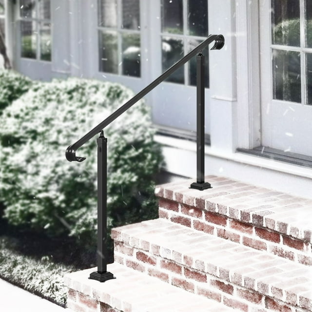 BENTISM Adjustable Wrought Iron Handrail, Stair Railing for 1-2 Steps ...