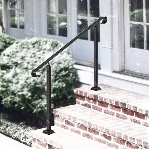 VEVOR Wrought Iron Handrail Stair Railing Fit 1-3 Steps Adjustable Hand Rail