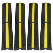 VEVOR3.28 ft Cable Protector Ramp, 4 Pack of 1 Channel, 18000 lbs/axle Capacity Heavy Duty Rubber Speed Bumps, Floor Cord Cable Protector Wire Cover, for Residential Areas, Private Garages, Gardens