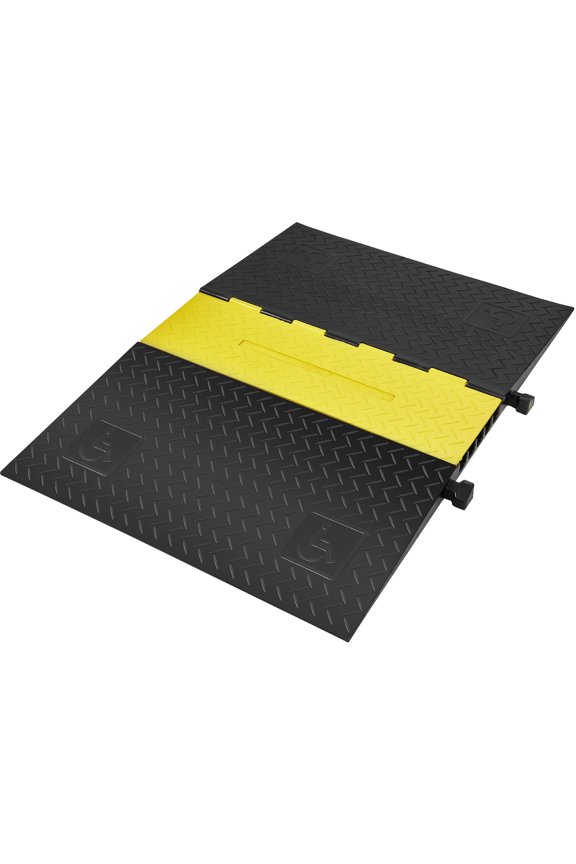 Rubber Cable Protector Ramp, 5 Channel, 22000 lbs/axle Capacity Heavy Duty Wire Cover Ramp Hose Cord Ramp Driveway, Traffic Speed Bump w/Flip-Open Top Cover, ADA Compliant for Indoor & Outdoor