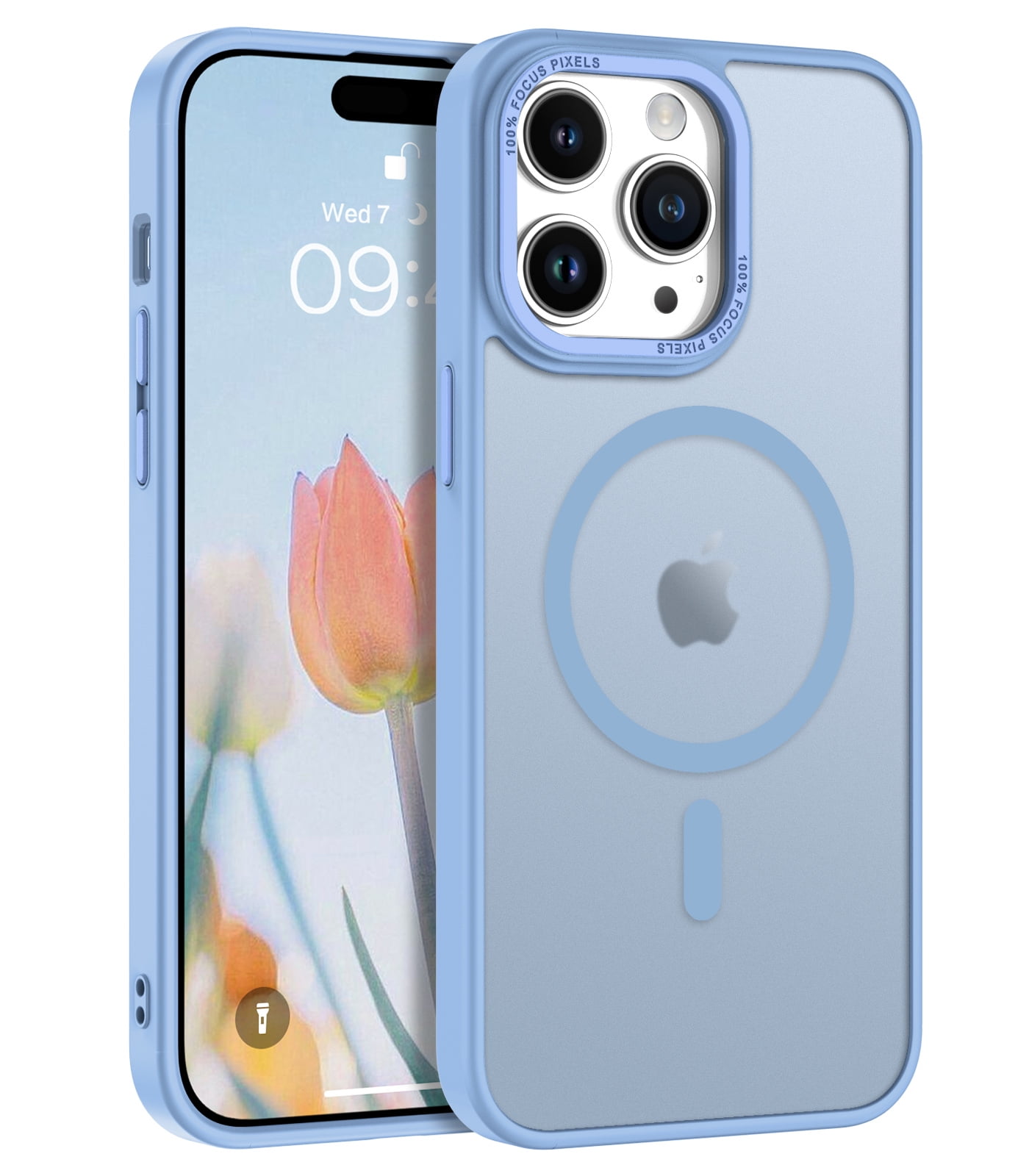 MUTURAL Simplism Series for iPhone 14 Max 6.7 inch Hard PC Back Cover  Crystal Clear Shockproof Non-Slip Protective Case - Baby Blue Wholesale