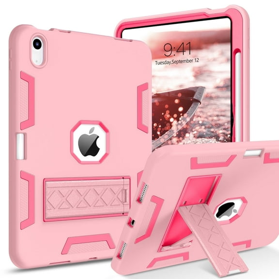 DUEDUE Case for iPad 10th Generation 10.9 Inch 2022, iPad (A16) 11th Generation 11 Inch 2025, with Kickstand & Pencil Holder, Heavy Duty Shockproof Hybrid Protective Cover, Pink