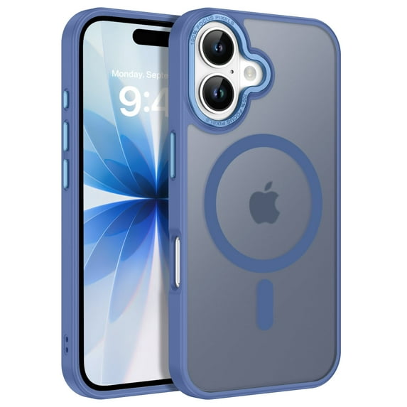 BENTOBEN Case for iPhone 17 Compatible with Mag-Safe 6.3" Metal Frame Slim Tpu Matte Shockproof Protective Cover Blue