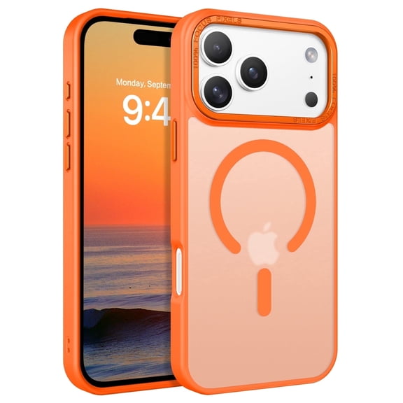 BENTOBEN Case for iPhone 17 Pro Compatible with Mag-Safe 6.3" Metal Frame Slim Tpu Matte Shockproof Protective Cover Orange