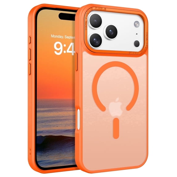 BENTOBEN Case for iPhone 17 Pro (2025) / Case for iPhone 18 Pro (2026) 6.3" Compatible with Mag-Safe Metal Frame Slim Tpu Matte Shockproof Protective Cover Orange