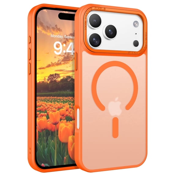 BENTOBEN Case for iPhone 17 Pro Max 6.9" Compatible with Mag-Safe Metal Frame Slim Tpu Pc Matte Shockproof Orange