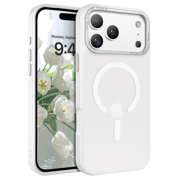 BENTOBEN Case for iPhone 17 Pro Max 6.9" Compatible with Mag-Safe Metal Frame Slim Tpu Pc Matte Shockproof White