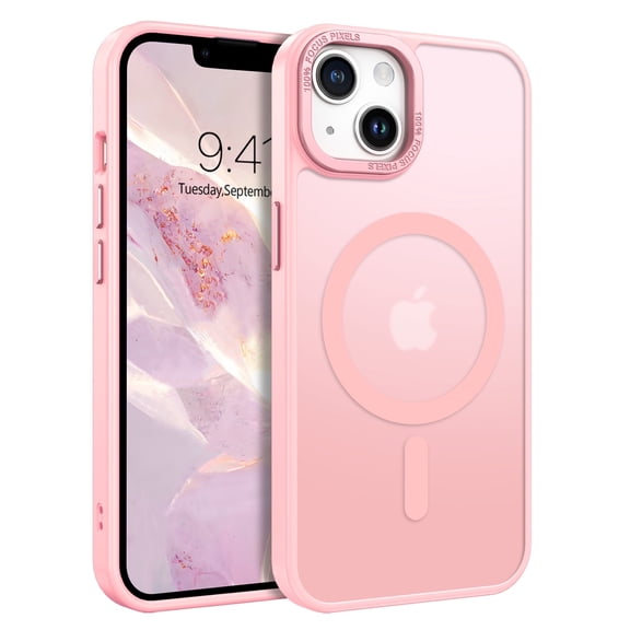 BENTOBEN Case for iphone 13/ iphone 14, 6.1 inch Slim Translucent Matte Magnetic Shockproof Protective Anti Slip Case for iphone 13/14 6.1" Pink