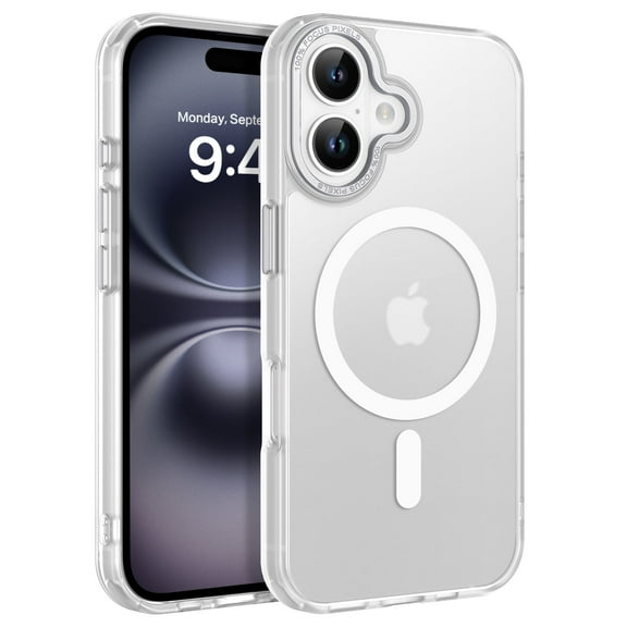 BENTOBEN Case for iPhone 16 Compatible with Mag-Safe, 6.1" Metal Lens Frame Button Frame Hard Tpu Matte Magnetic Anti-Fingerprint Shockproof Protective Cover, Matte White