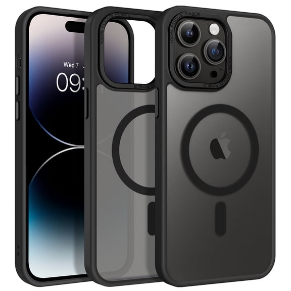 DUEDUE iPhone 14 Pro Case 6.1 Inch Compatible with Mag-Safe,Magnetic Matte Slim Shockproof Cover Case for iPhone 14 Pro,Black