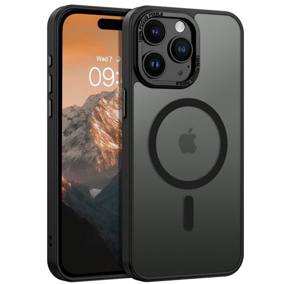DUEDUE iPhone 15 Pro Case 6.1", Compatible with Mag-Safe, Magnetic Matte Slim Shockproof Case for iPhone 15 Pro, Black