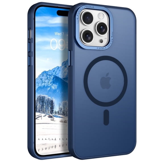 DUEDUE Magnetic iPhone 15 Pro Case,6.1" Compatible with Mag Safe,Translucent Matte Slim Shockproof Cover Case for iPhone 15 Pro,Blue