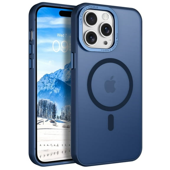 DUEDUE Magnetic iPhone 15 Pro Case,6.1" Compatible with Mag Safe,Translucent Matte Slim Shockproof Cover Case for iPhone 15 Pro,Blue