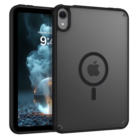 BENTOBEN for iPad Mini 7 A17 Pro 2024 / iPad Mini 6 2021 8.3" Magnetic Case Translucent Matte Back Tpu Bumper Protective Case Black
