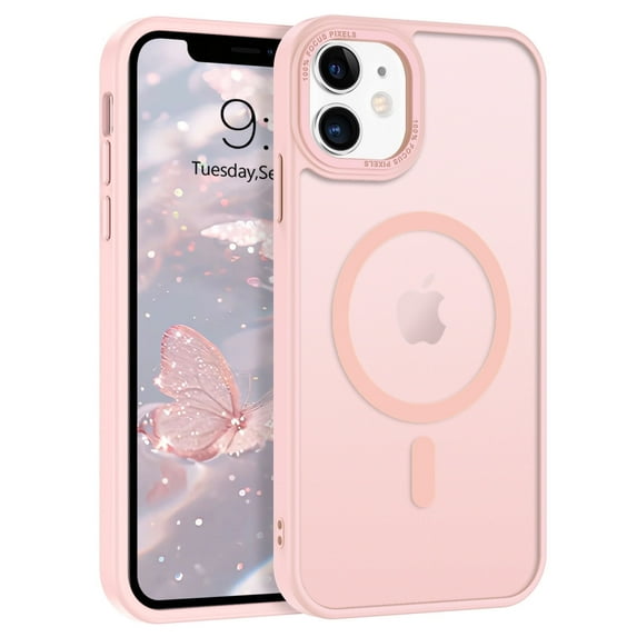 BENTOBEN iPhone 11 Case, 6.1 inch Slim Translucent Matte Magnetic Shockproof Protective Anti Slip Women Men Cover Case for iPhone 11 6.1", Pink