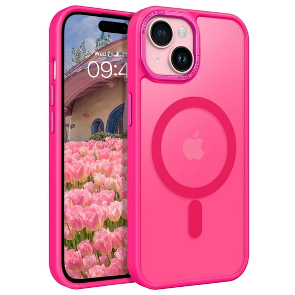 BENTOBEN iPhone 15 Plus Case Compatible with Mag-Safe, 6.7" Tpu Magnetic Car Mount Support, Anti-Fingerprint Shockproof Protective Cover for iPhone 15 Plus 6.7 inch, Hot Red