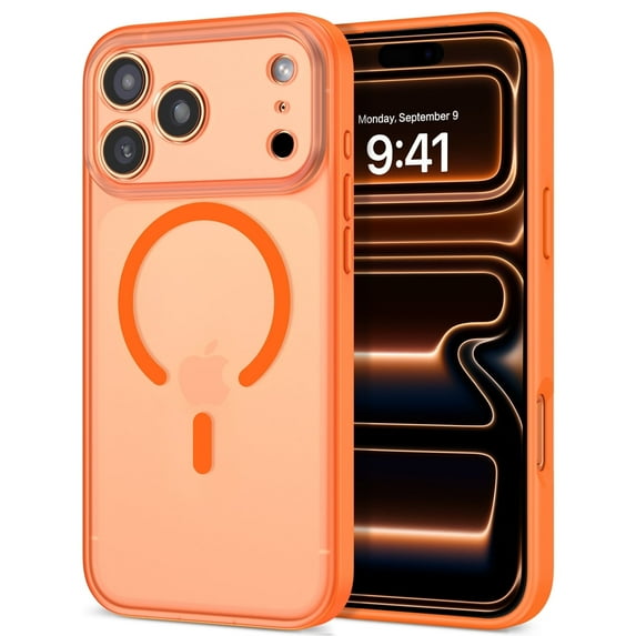 DUEDUE iPhone 17 Pro Case 6.3" Compatible with Mag-Safe,Magnetic Matte Slim Shockproof Case Cover for iPhone 17 Pro,Orange