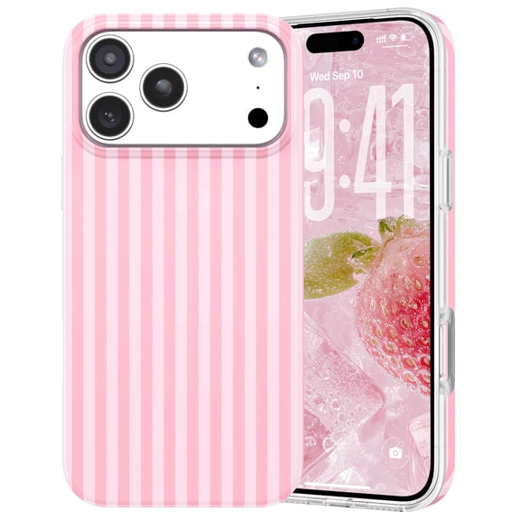 BENTOBEN iPhone 17 Pro Max Case / iPhone 18 Pro Max Case 6.9", Stylish Pink White Vertical Striped Soft TPU Lightweight Shock Resistant Phone Case, Slim Protective Cover For Teen Girls Women, Pink