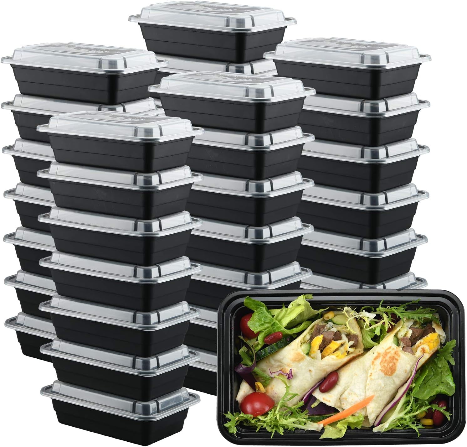 BENTOOOGO 50 Pack Plastic Meal Prep Containers, Reusable Disposable