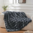 thumbnail image 1 of BENVWE Faux Fur Throw Blanket for Couch Bed - Fluffy Soft Thick Bubble Blanket for Living Room Home Decor - Fathers Day Birthday Gifts for Women Men, Grey, 63" x 80" C95, 1 of 3