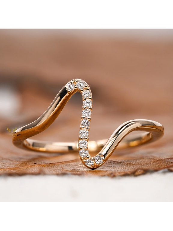 Lab Grown Diamond Mobius Twist Pave Wedding Band, 925 Sterling Silver 14K Gold Plated Minimalist Eternity Ring for Women