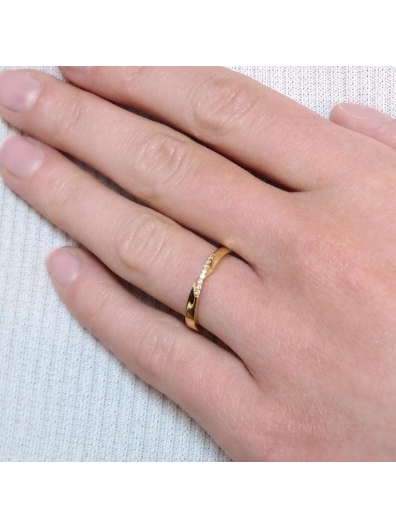 Mobius Twist Lab Grown Diamond Wedding Band, 925 Sterling Silver 14K Gold Finish Stackable Promise Ring for Women