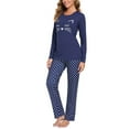 thumbnail image 1 of BEOEOSY Women's Pajama Set Long Sleeve Cat Print Tops and Polka Dot Pants Pjs Sets Navy Blue Medium, 1 of 6