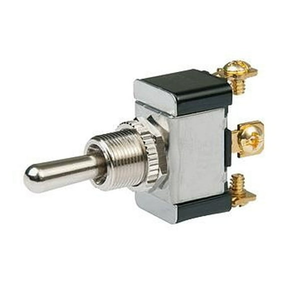 BEP 1002025 Chrome Plated Toggle Switch, Off-On, SPST, #6–32 Screw Terminals