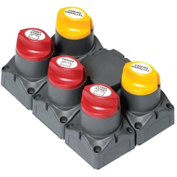 BEP Marine Battery Distibution Cluster Twin Outboard Engines with Three Battery Banks with Motorized VSR