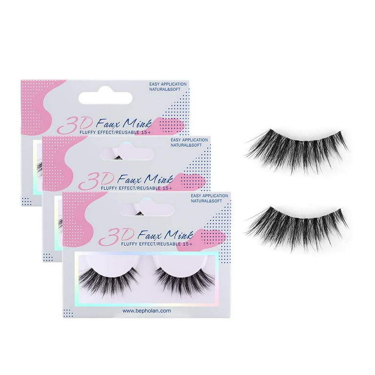 BEPHOLAN 3 Pairs False Eyelashes Synthetic Fiber Material| 3D Mink 