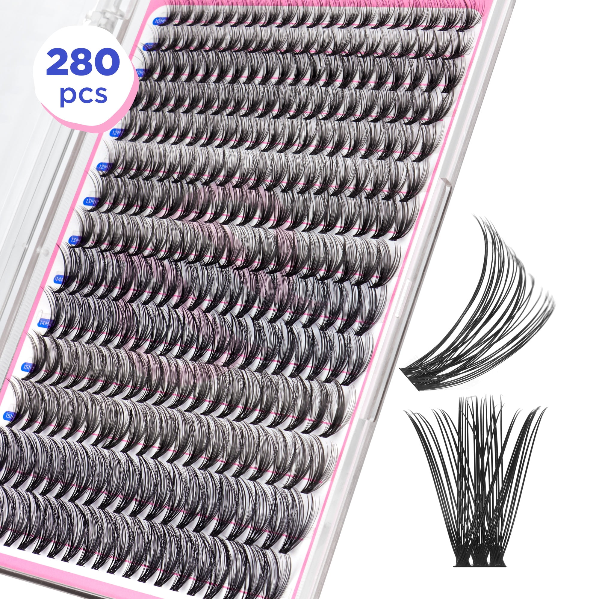 BEPHOLAN Lash Clusters 280 Pcs 40D D Curl DIY Eyelash Extension Super