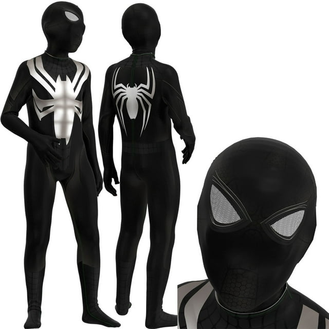 BEPONG Boys Superhero Jumpsuit with Mask Spider Costume Bodysuit for