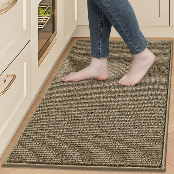 BEQHAUSE Kitchen Rugs 24"x35", Non-Slip Kitchen Mats for Floor, Super Absorbent and Stain Resistant Kitchen Rugs, Machine Washable Rugs for Kitchen, Hallway, Laundry & Sink, Taupe C101