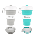 thumbnail image 1 of BEQU 550ml/18 Fl Oz Collapsible Silicone Coffee Mug Tumbler, Reusable, BPA Free, Dishwasher-Safe, Portable, Leak Proof, Use for Home Office Sports Travel Gym Camping Hiking (2PK Gray-Turquoise), 1 of 11