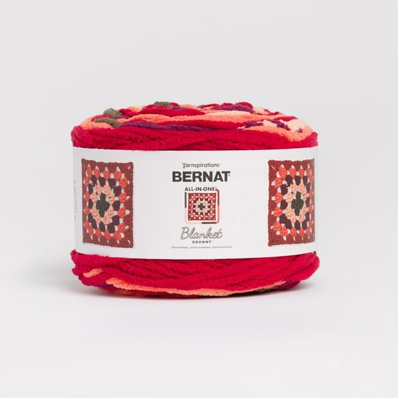 Bernat All in One Blanket Granny Square Yarn, Bonfire, 240g/8.5oz
