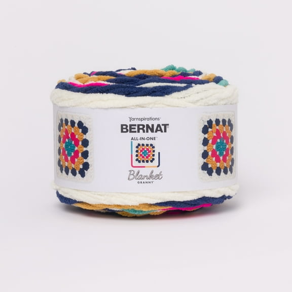 Bernat All in One Blanket Granny Square Yarn, Retro Pop, 240g/8.5oz