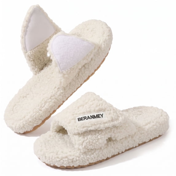 BERANMEY Adjustable Strap Slippers for Women Men Slip on Cozy Open Toe Womens Slippers Indoor Memory Foam Insole House Slippers Socks Cozy Fuzzy House Shoes Indoor/Outdoor