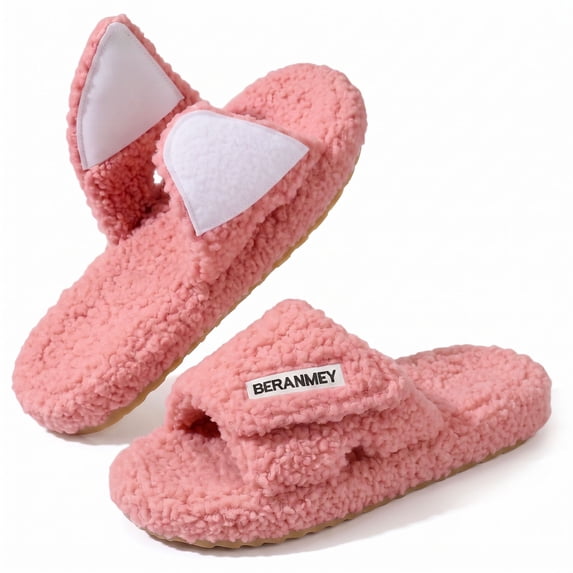 BERANMEY Adjustable Strap Slippers for Women Men Slip on Cozy Open Toe Womens Slippers Indoor Memory Foam Insole House Slippers Socks Cozy Fuzzy House Shoes Indoor/Outdoor