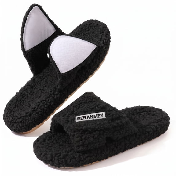 BERANMEY Adjustable Strap Slippers for Women Men Slip on Cozy Open Toe Womens Slippers Indoor Memory Foam Insole House Slippers Socks Cozy Fuzzy House Shoes Indoor/Outdoor