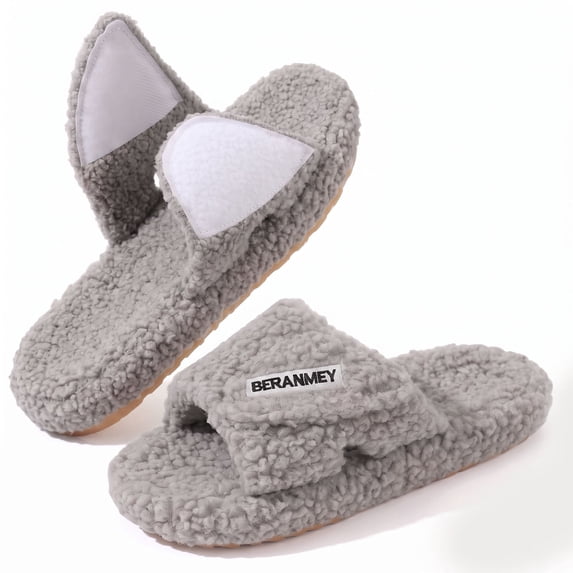 BERANMEY Adjustable Strap Slippers for Women Men Slip on Cozy Open Toe Womens Slippers Indoor Memory Foam Insole House Slippers Socks Cozy Fuzzy House Shoes Indoor/Outdoor