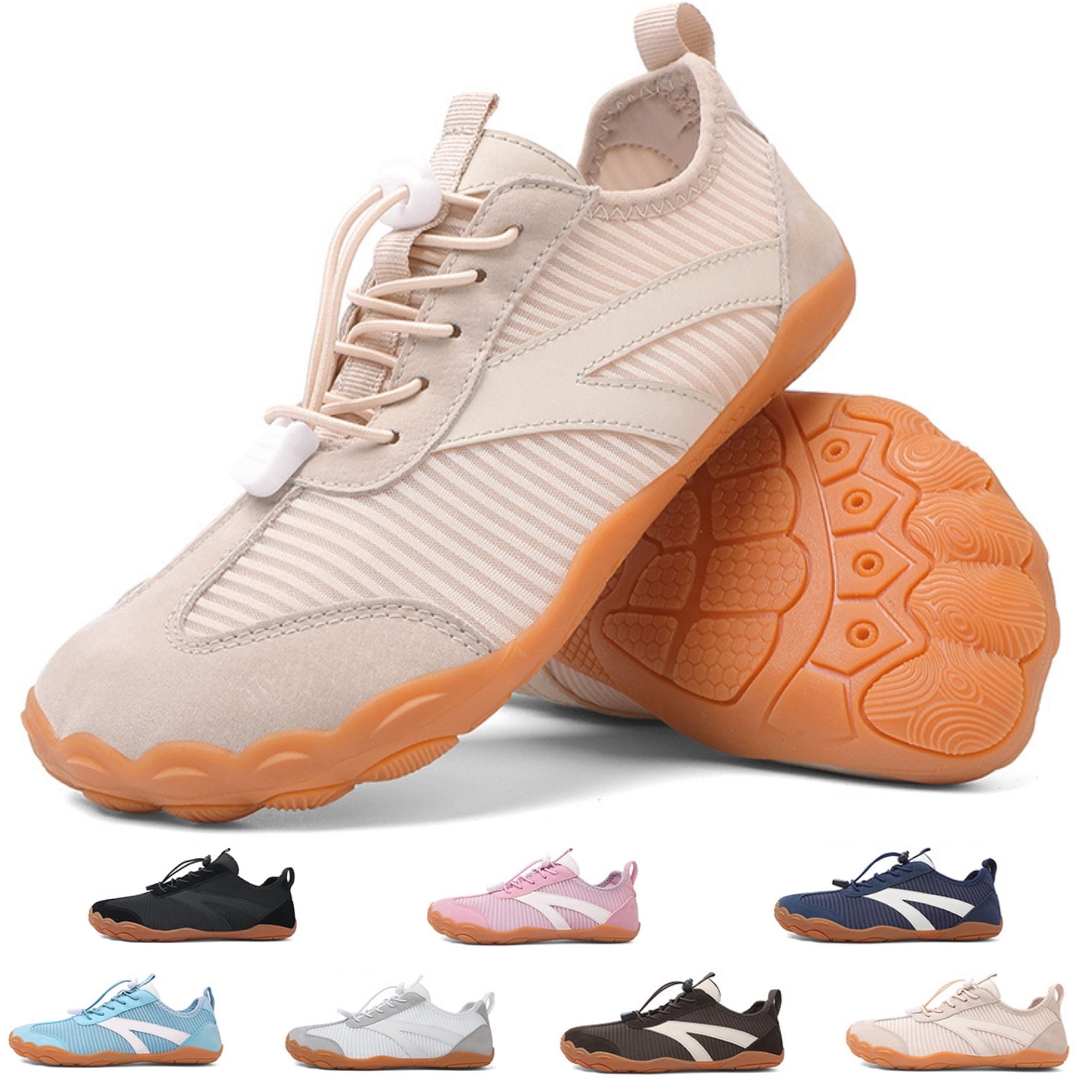 BERANMEY Barefoot Water Shoes for Women Mens Wide Toe Box Quick-Dry Breathable Mesh Zero Drop Trail Running Hiking Walking Shoes for Outdoor