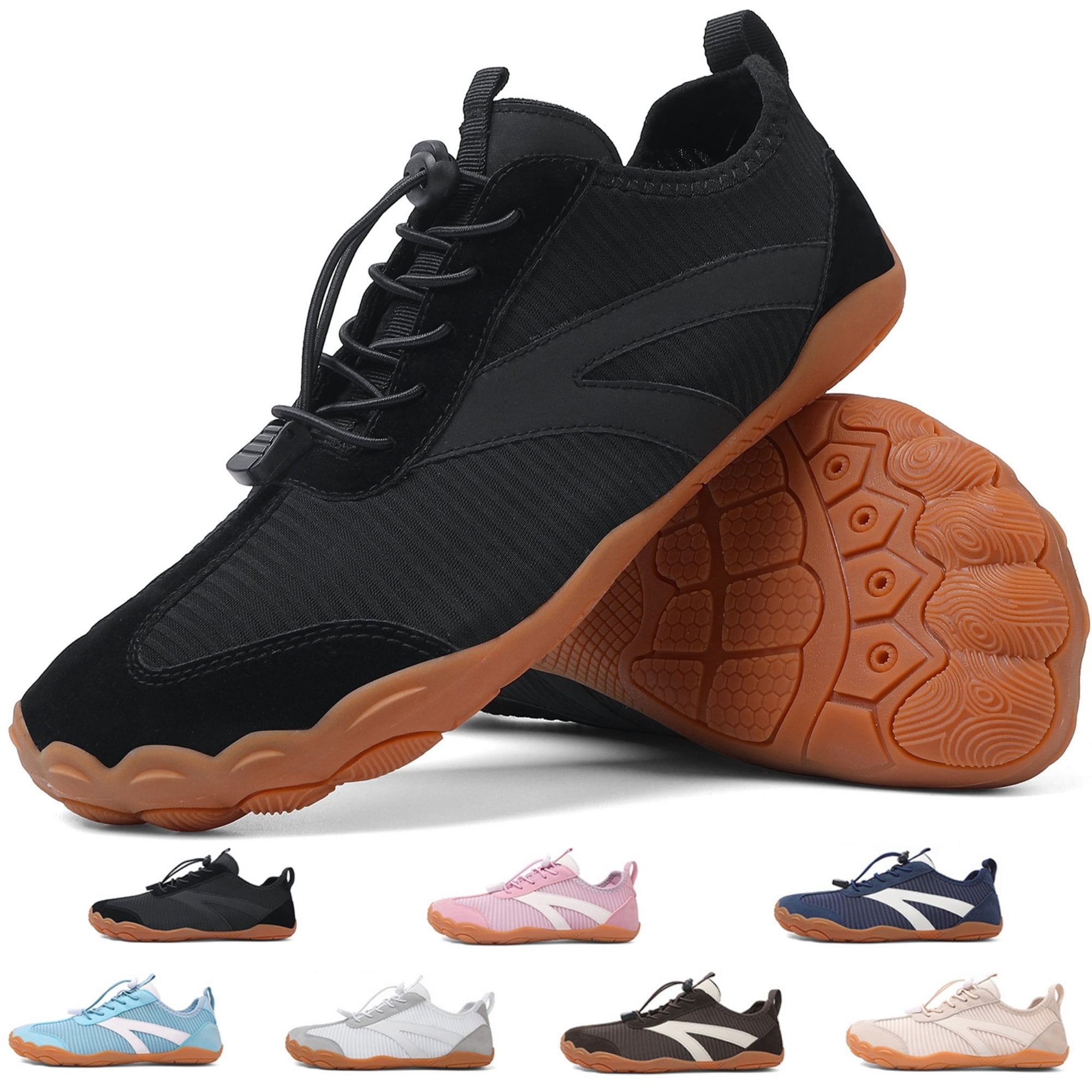 BERANMEY Barefoot Water Shoes for Women Mens Wide Toe Box Quick-Dry Breathable Mesh Zero Drop Trail Running Hiking Walking Shoes for Outdoor