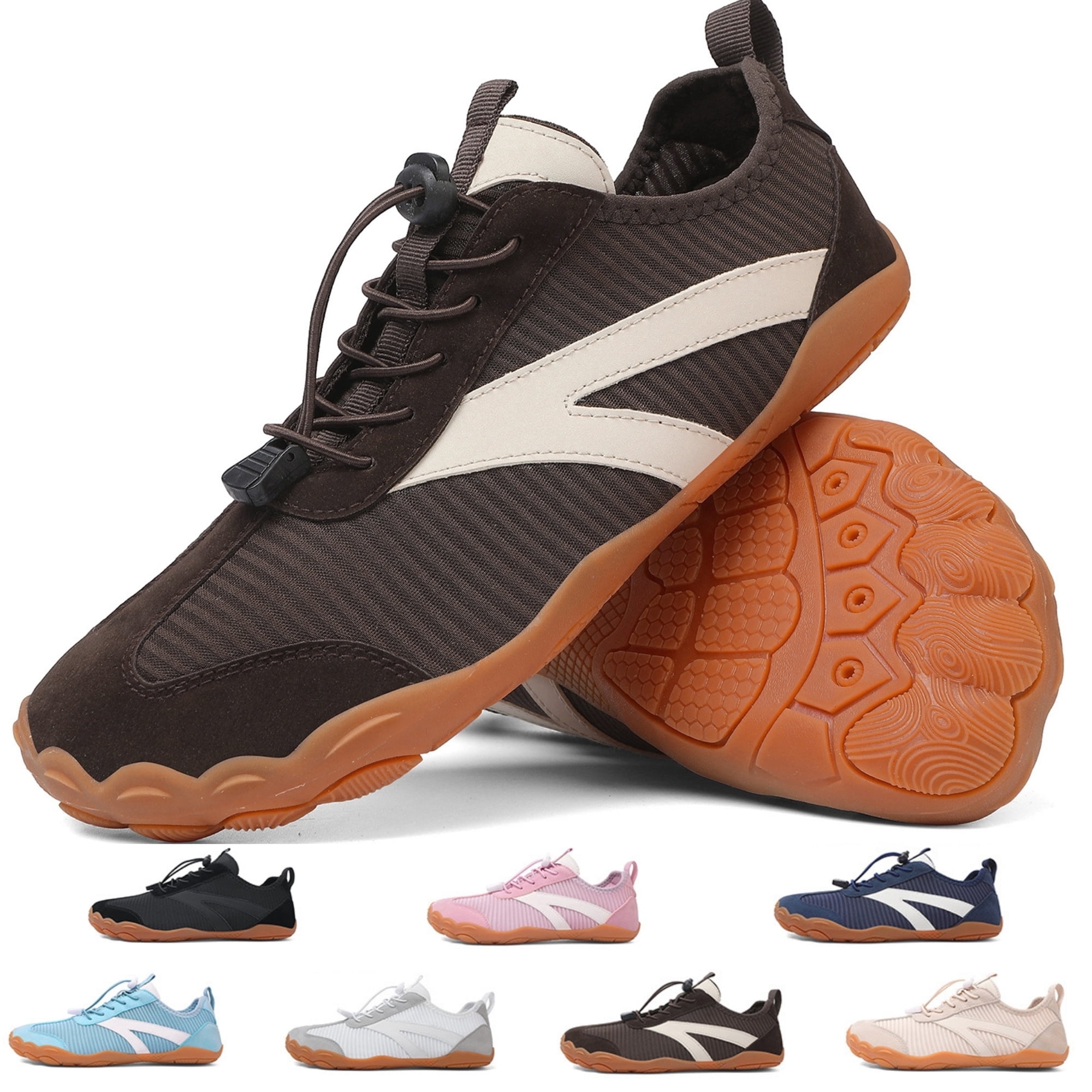 BERANMEY Barefoot Water Shoes for Women Mens Wide Toe Box Quick-Dry Breathable Mesh Zero Drop Trail Running Hiking Walking Shoes for Outdoor