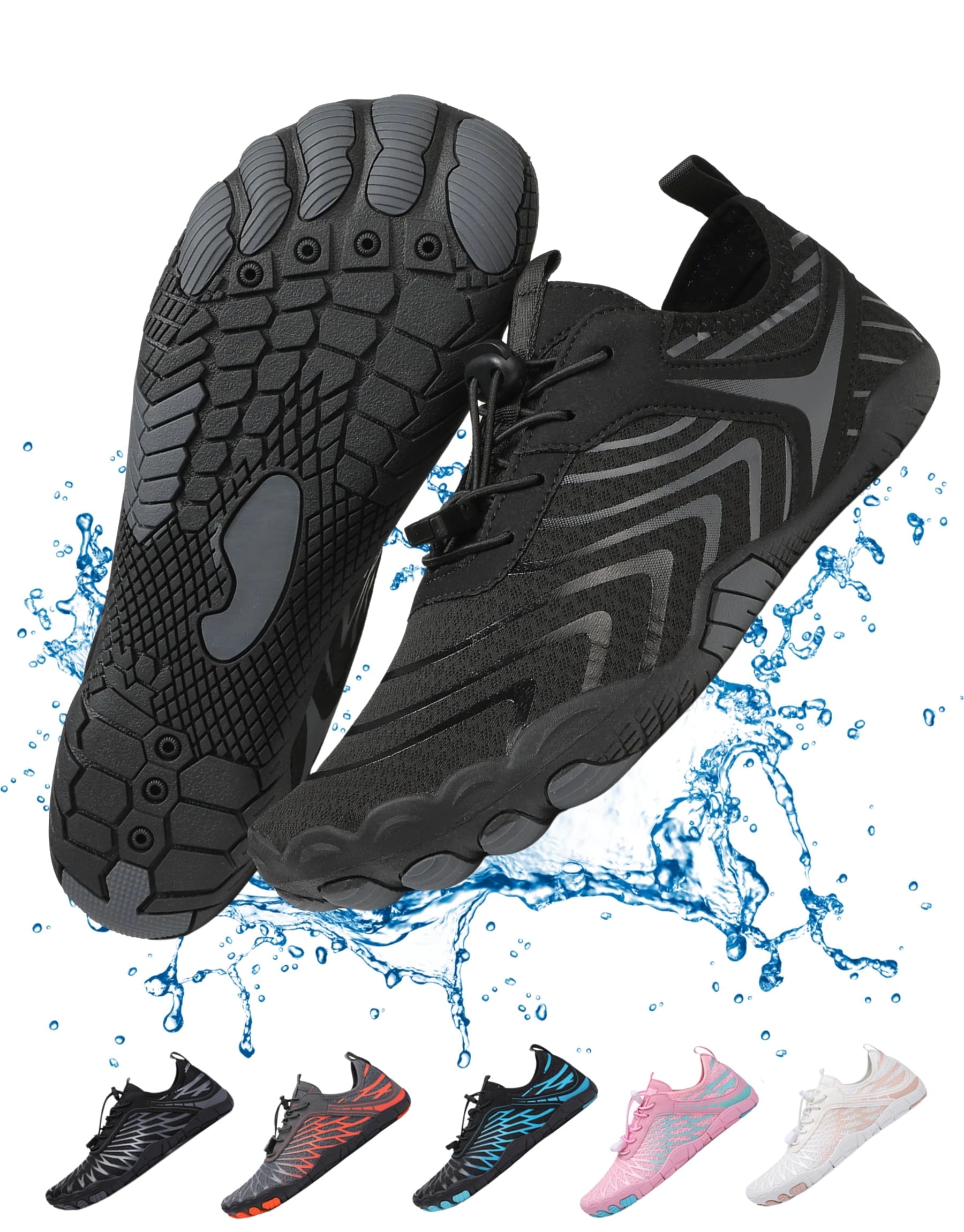 BERANMEY Pro Barefoot Shoes for Women & Men Wide Toe Box Hiking Water Shoes Non-Slip Breathable Barefoot Swim Surf Shoes for Beach Pool Aqua Running & Walking Fast Drainage & Waterproof Design