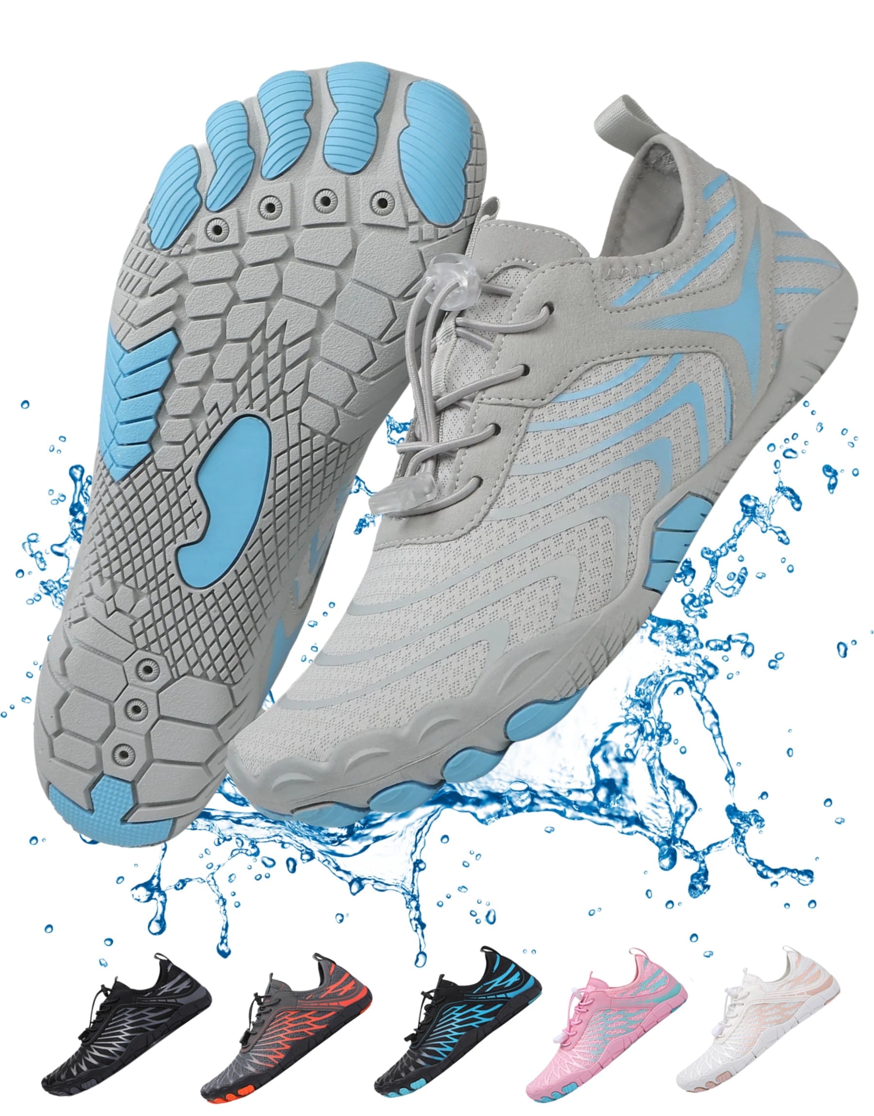 Pro Barefoot Shoes for Women & Men Wide Toe Box Hiking Water Shoes Non-Slip Breathable Barefoot Swim Surf Shoes for Beach Pool Aqua Running & Walking Fast Drainage & Waterproof Design