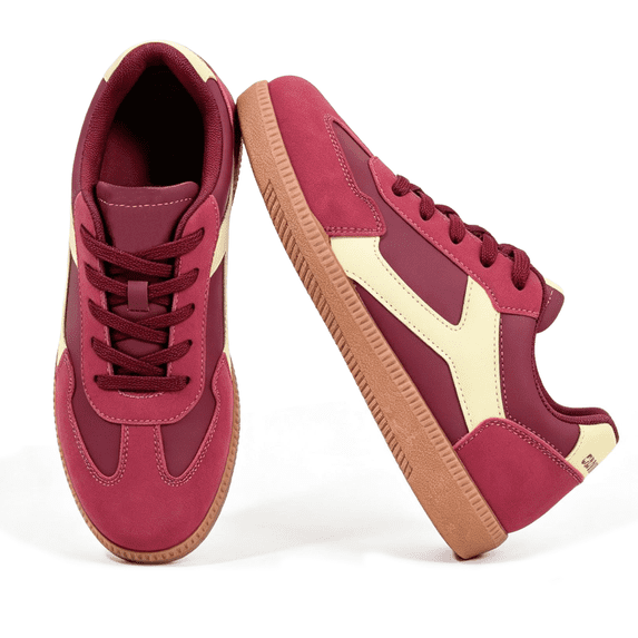 BERANMEY Casual Sneakers for Women Breathable Fashion Sneakers Lightweight Walking Shoes with Memory Foam Low-Top Retro Non Slip Womens Sneakers with Anti Slip Sole for Tennis & Daily Walking