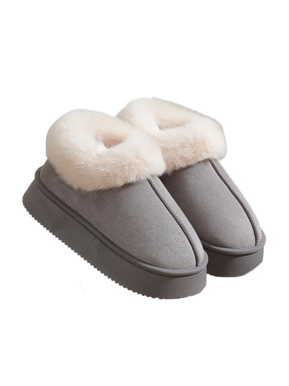 Casual Warm Snow Mini Boots for Women Stylish Cozy Plush Sports Boots Ankle Anti-Slip Comfy Scuff Warm Plush Boots with Faux Fur Lining Couple's Shoes for Women and Men